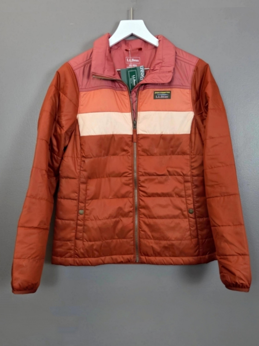 LL Bean Women's XS Colorblock Brick Red Mountain Classic Puffer New w/ Tags